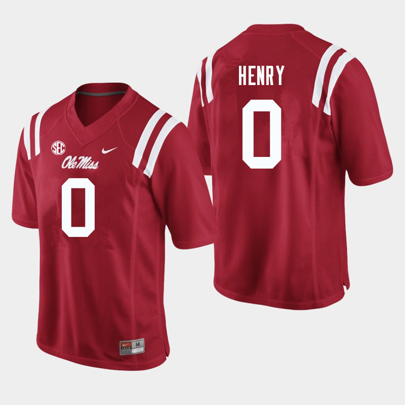 Men #0 Lakia Henry Ole Miss Rebels College Football Jerseys Sale-Red